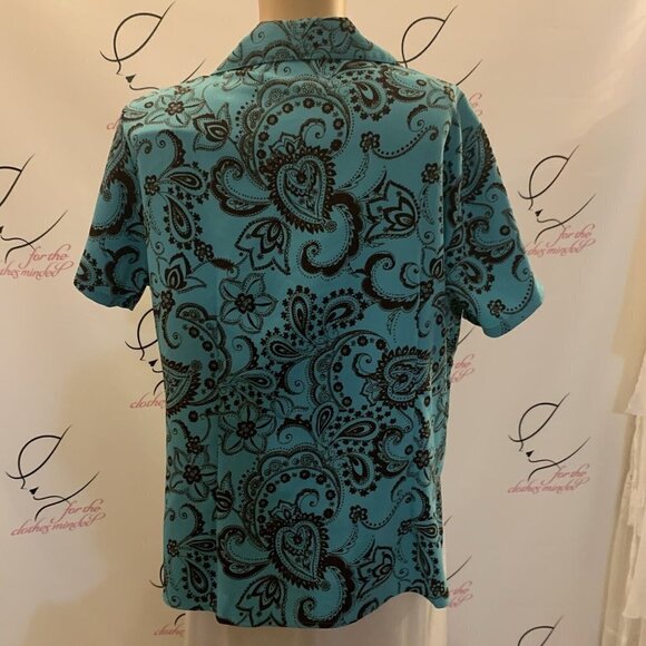 Rebecca Malone. Sz PL. Short Sleeve Shirt with 1/2 Cami. Floral/Paisley. B84. - Picture 4 of 4